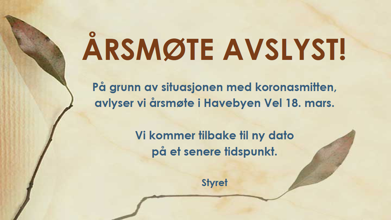 Årsmøte avlyst 2020